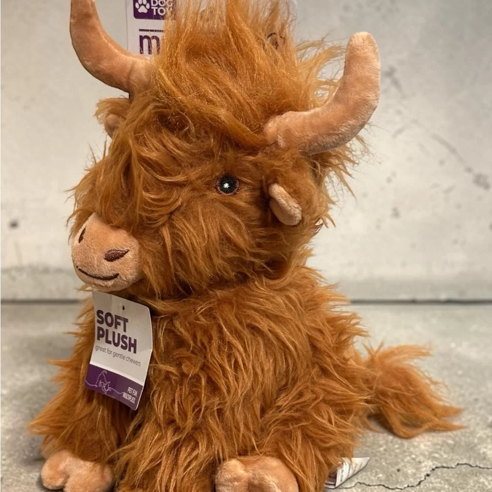 Multipet. Soft Plush Highland Cow Toy - Rusty Brown (NWT)